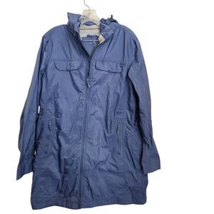 Women's LL Bean Windbreaker Hooded Jacket Women XL Stowaway Pocket Nylon FLAW‎